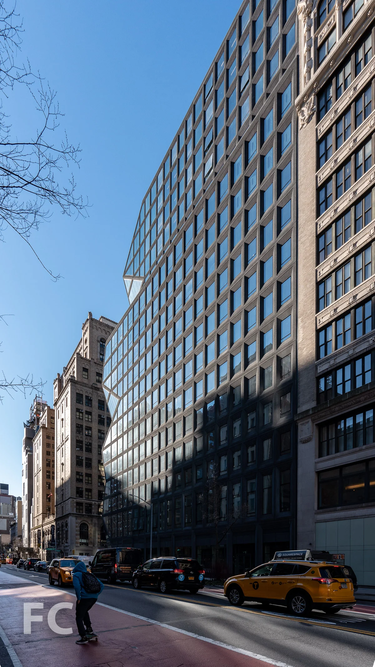 North façade of the north tower from East 23rd Street.
