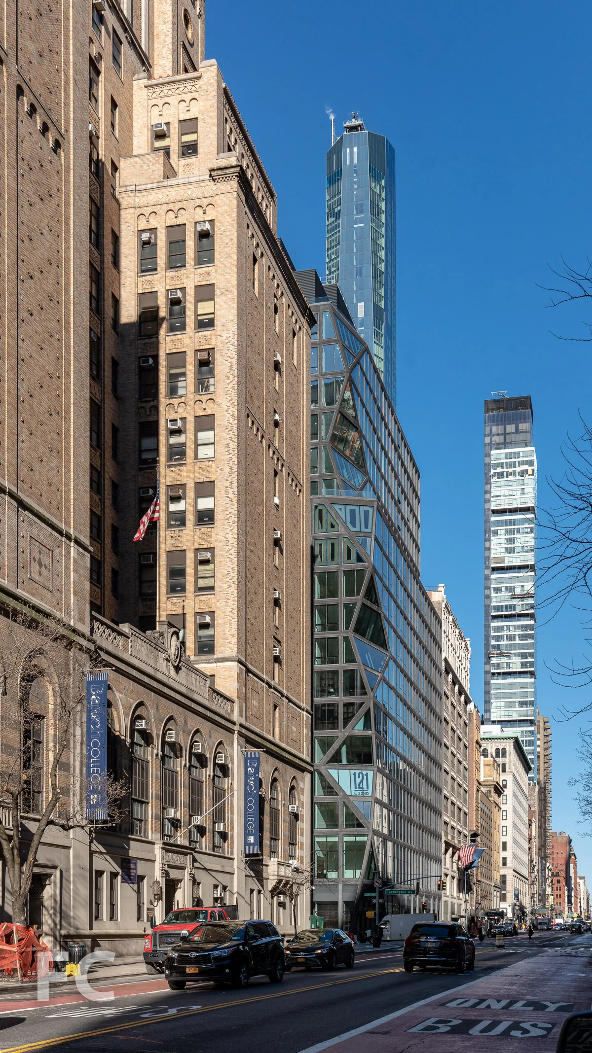 Northeast corner of the north facade from East 23rd Street.