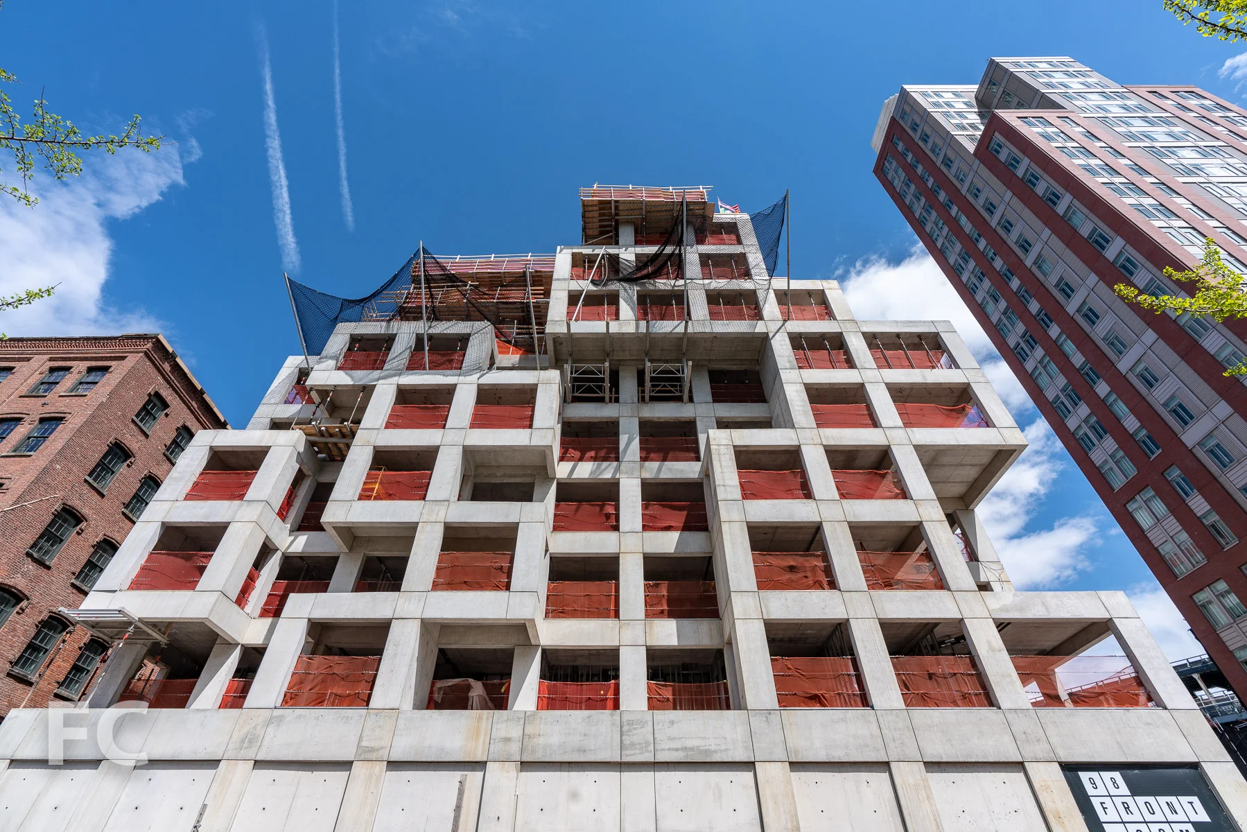 Looking up at the south facade from York Street.