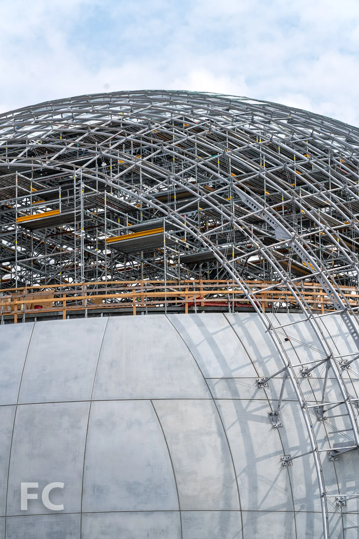 Detail of the canopy structure on the Sphere Building.