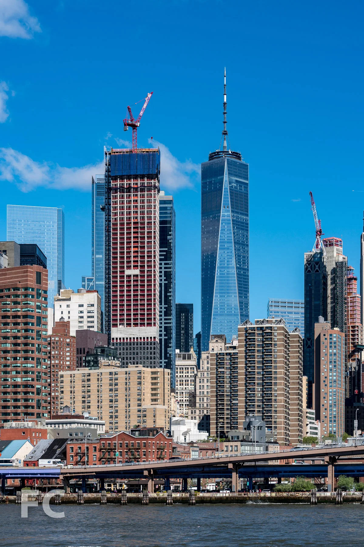East facade from the East River.