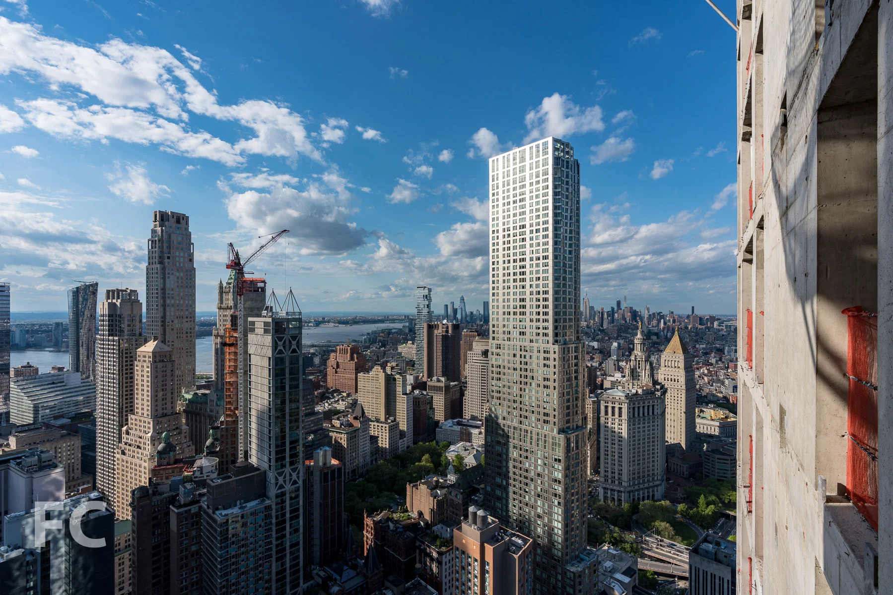 View towards Lower Manhattan from the top of 130 William.