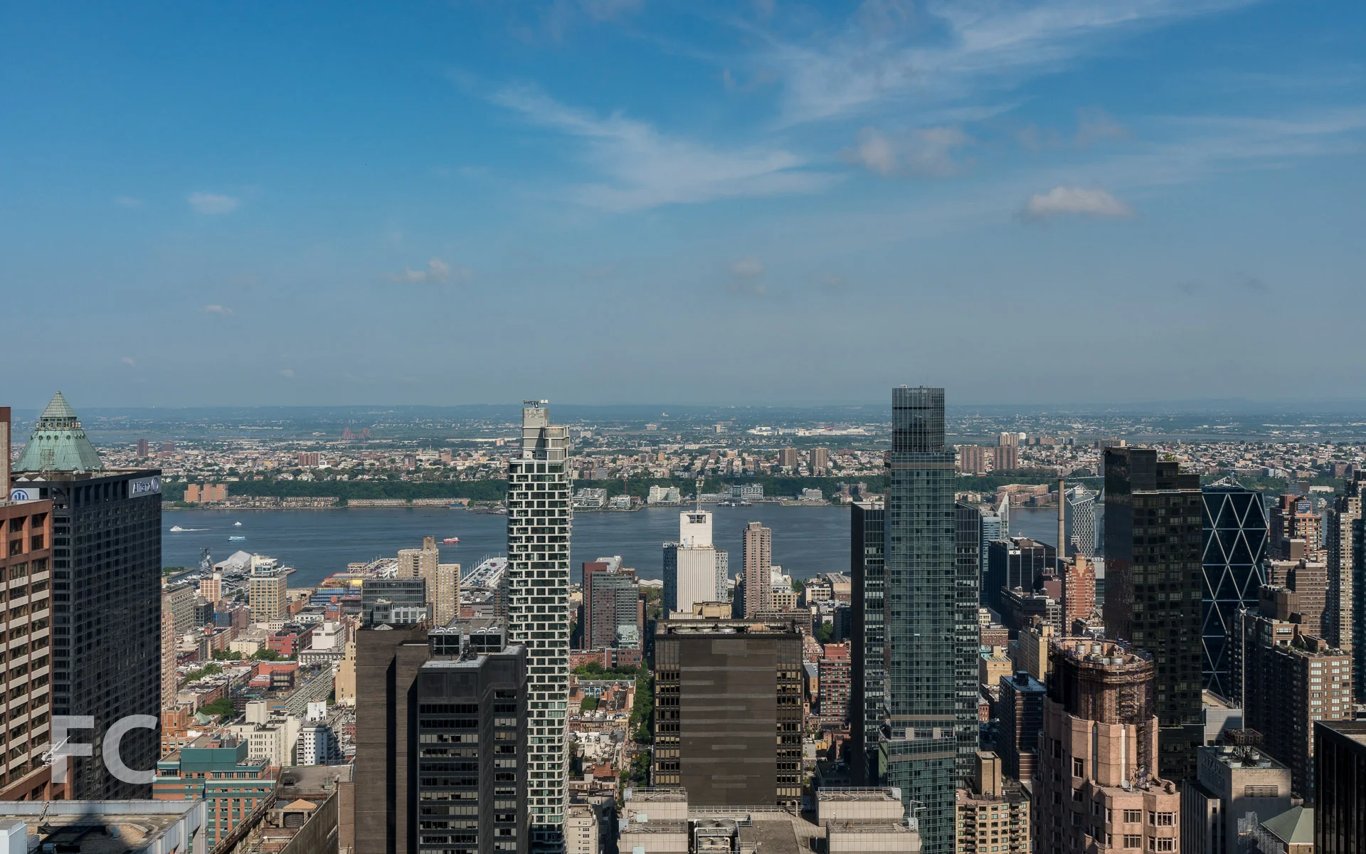 View west towards Hell’s Kitchen and the New Jersey waterfront.