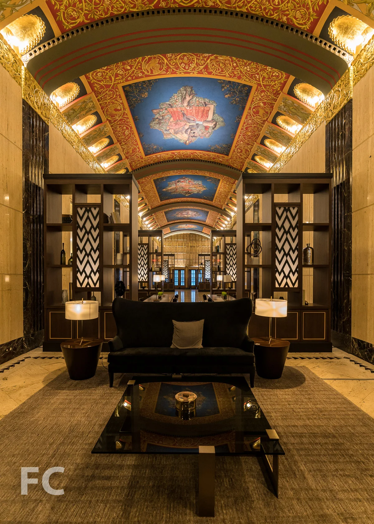 Residential lobby.