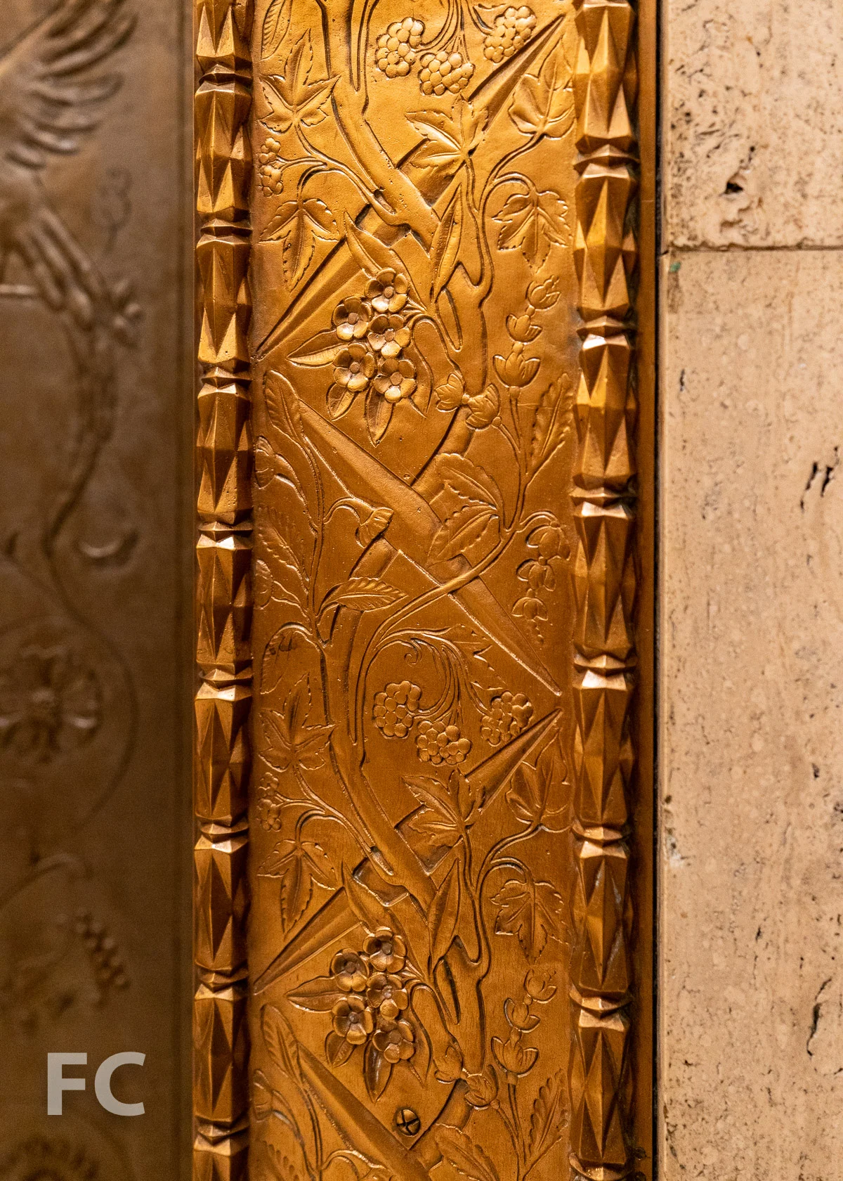 Detail of the bronze surrounds.