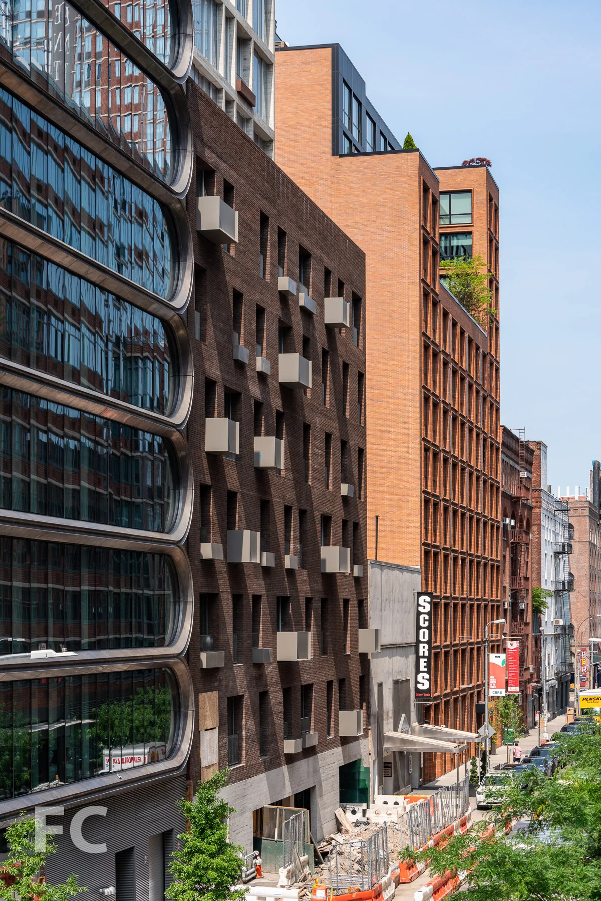 North tower fronting West 28th Street from the High Line.