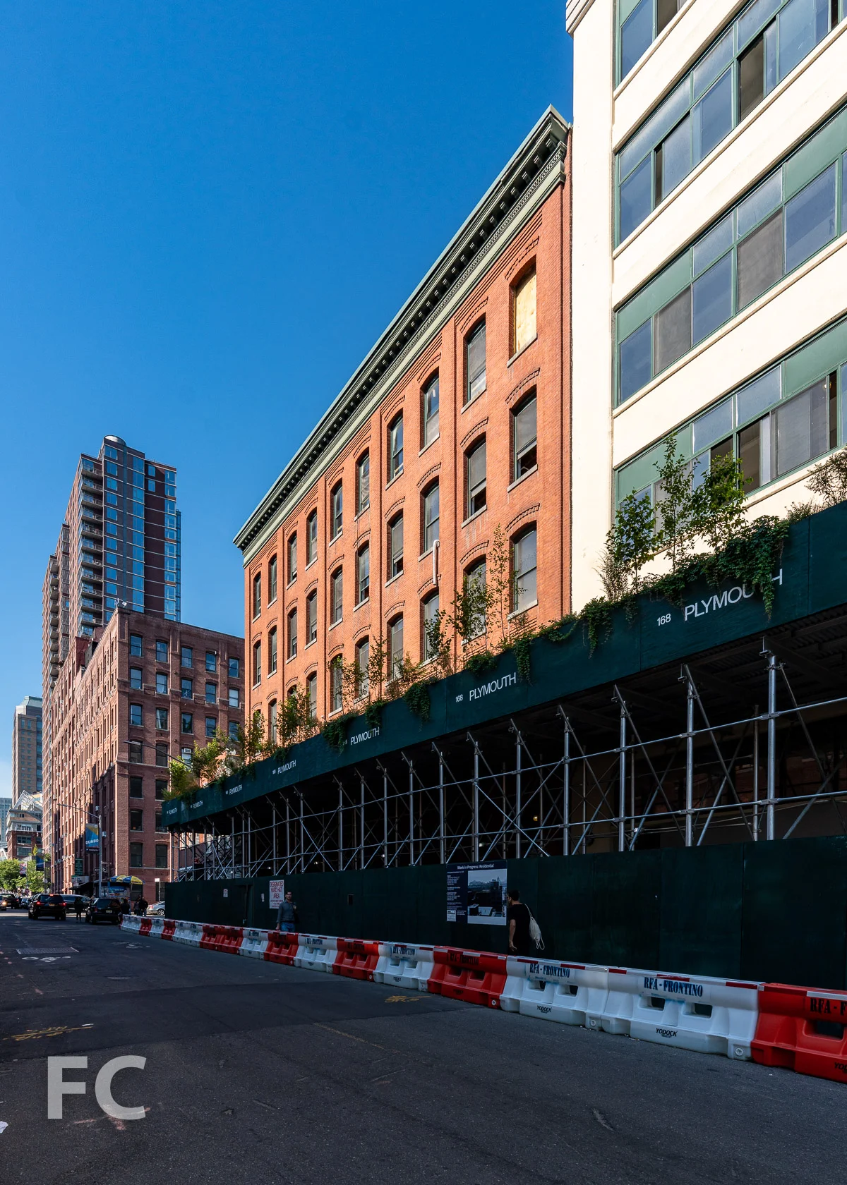 East facade of 50 Jay (left) and 42 Jay (right).