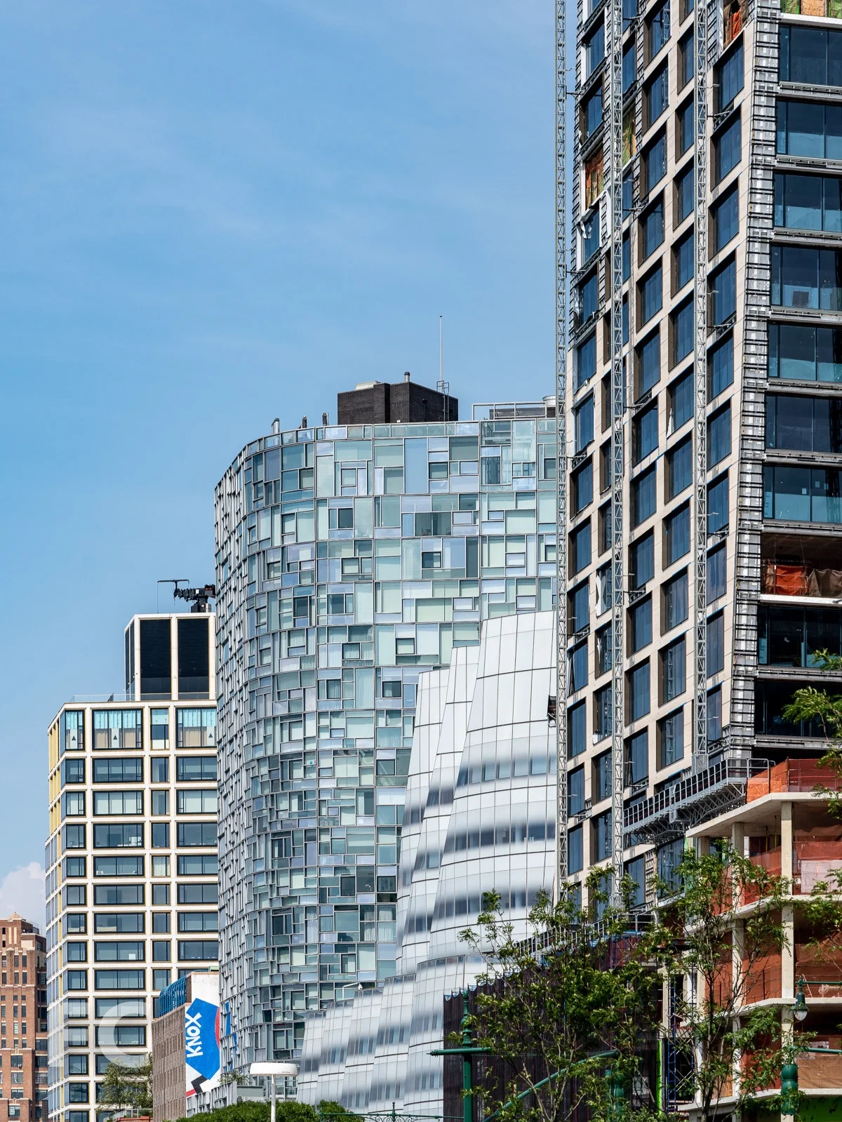 Starchitect line up with projects by Foster + Partners (far left), Jean Nouvel (left), Frank Gehry (right), and BIG (far right).