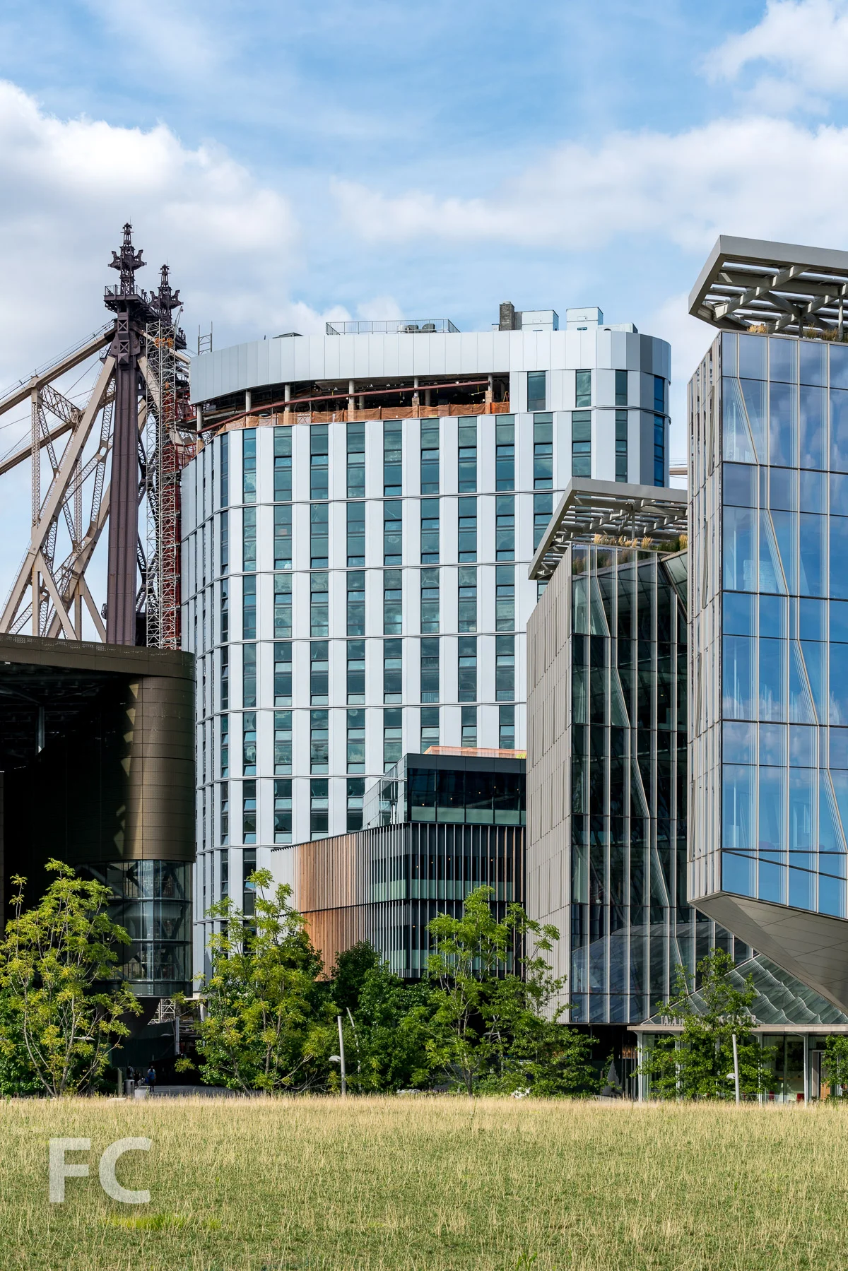 Southwest corner of the hotel (background) and the executive education center (foreground).