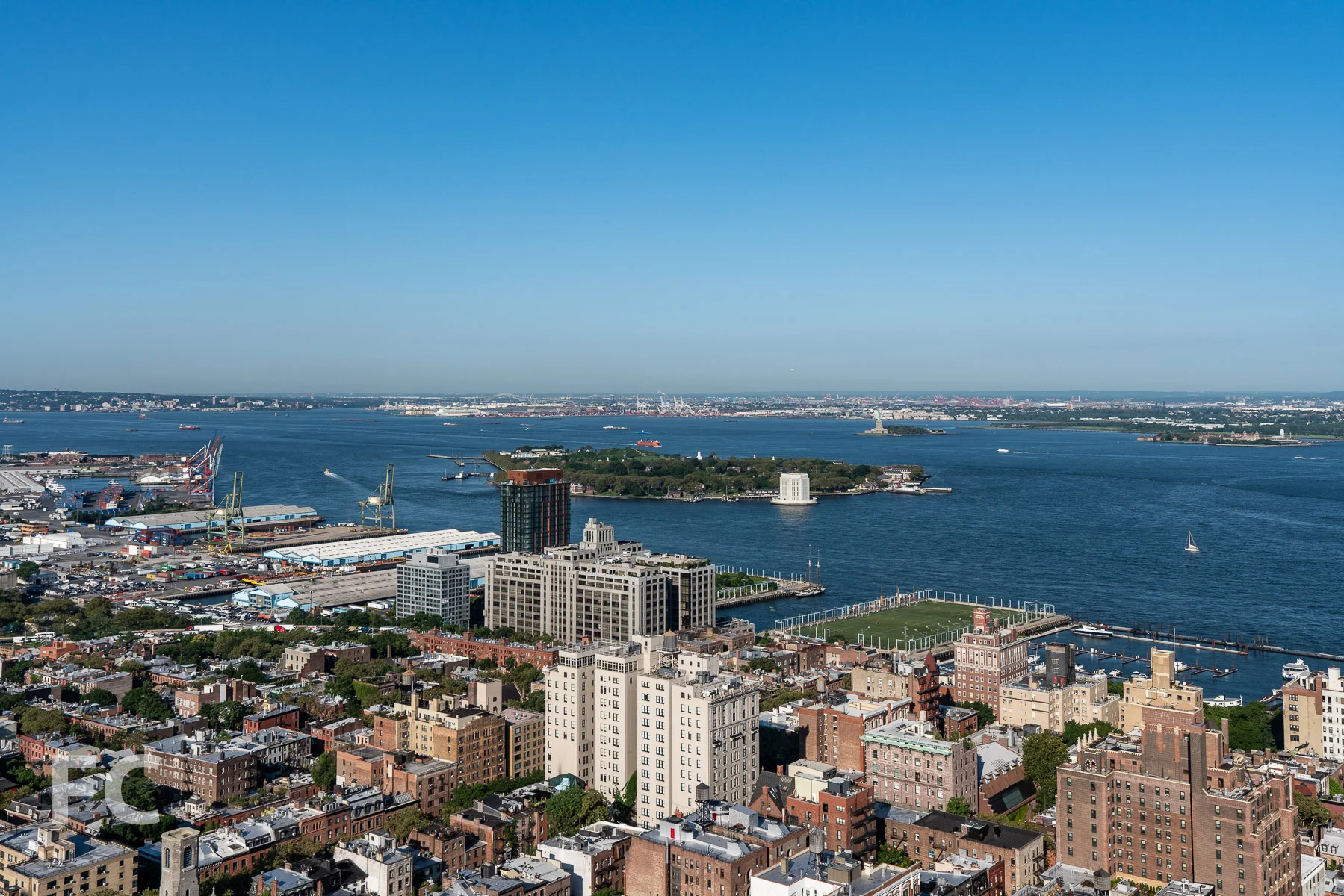 Southwest view towards the Brooklyn waterfront from the top floor.