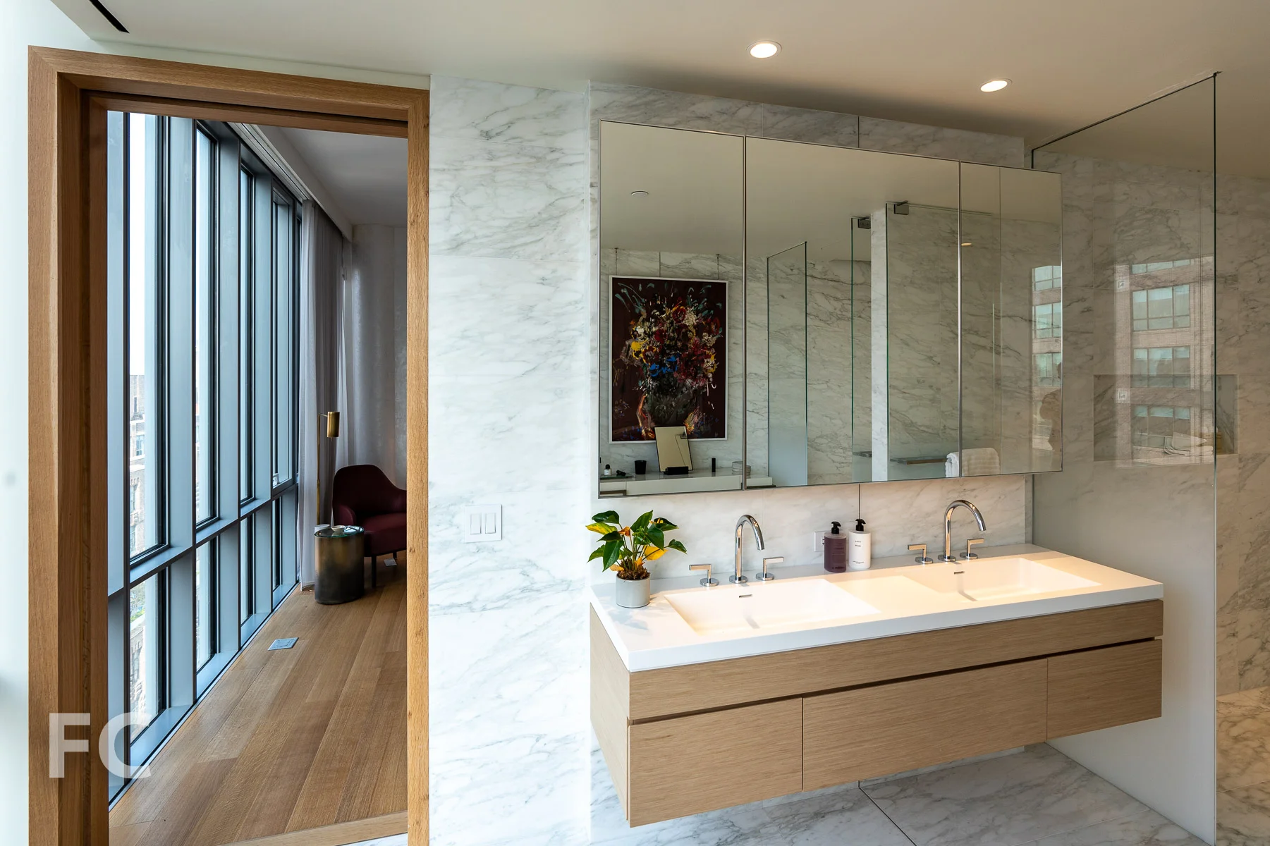 Master bathroom to master bedroom.