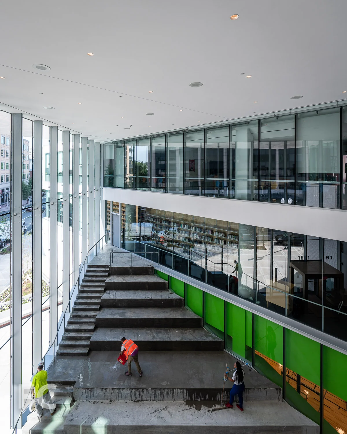 Looking down on the lobby.
