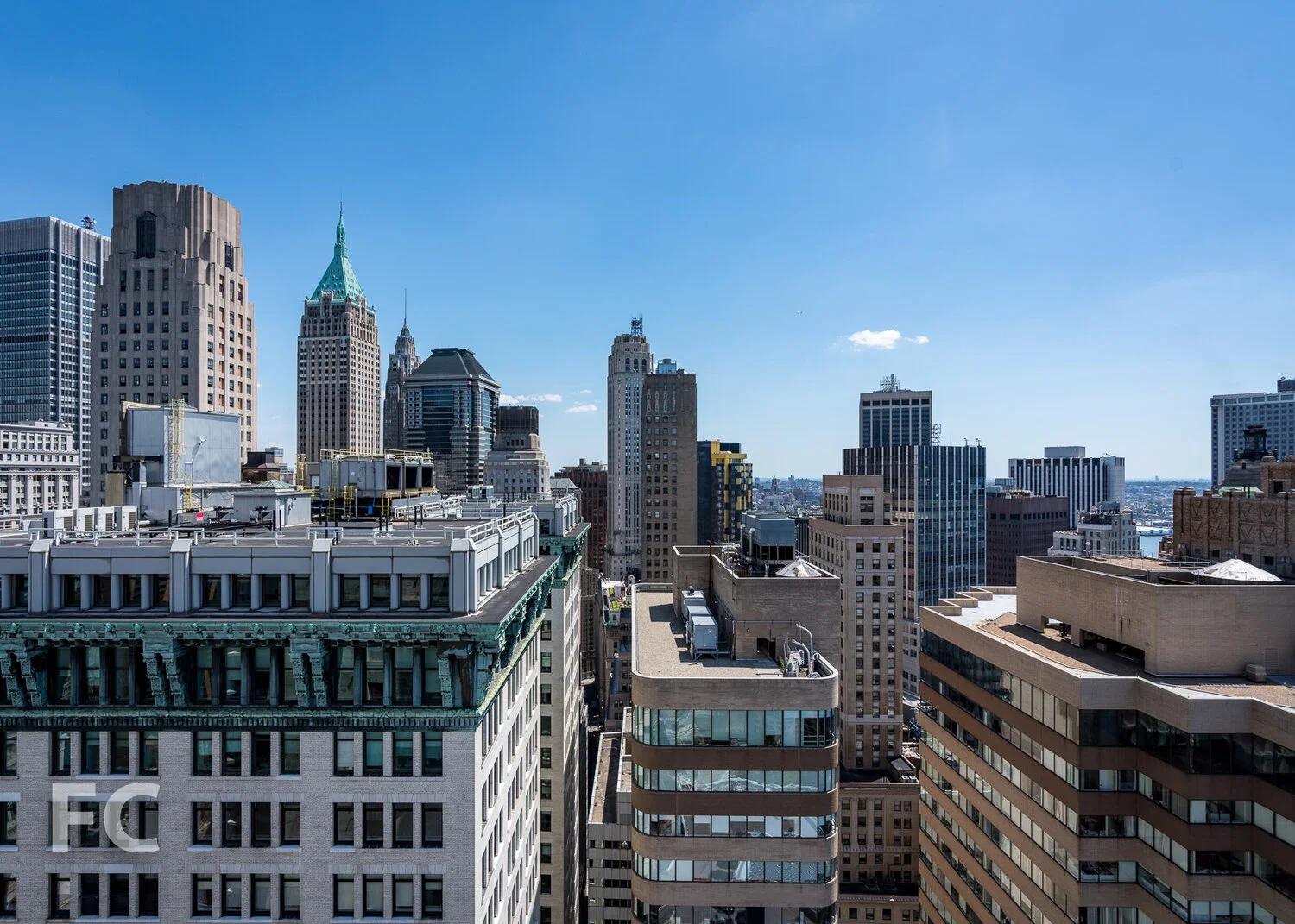 View east towards the Financial District and Brooklyn from the top floor.