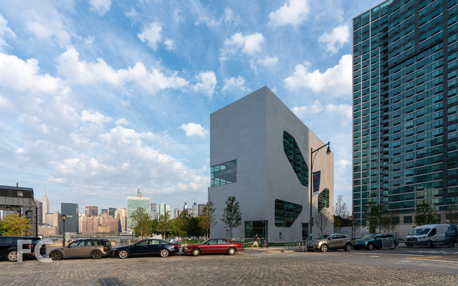 Southeast corner from Center Boulevard.
