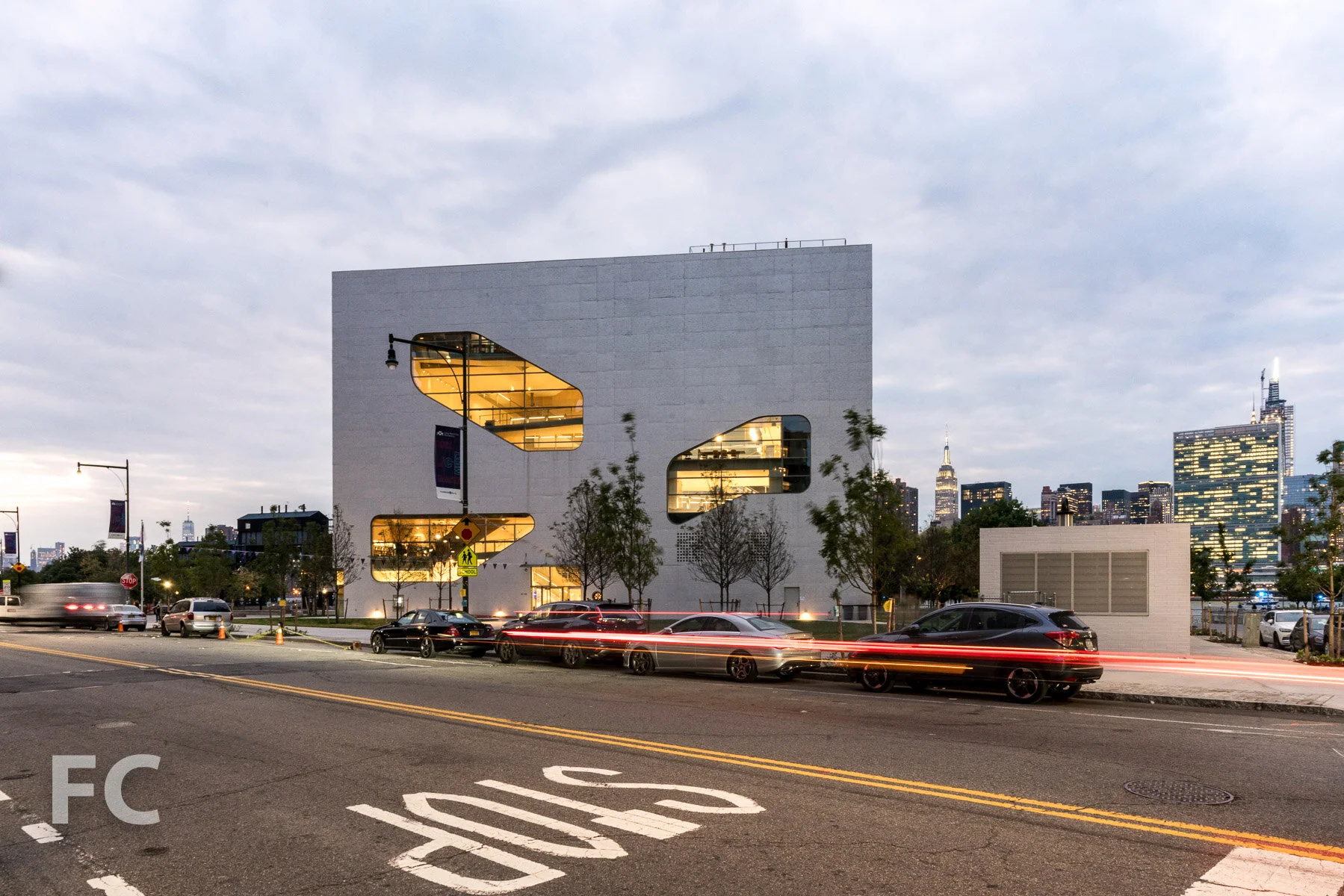 East facade from Center Boulevard.
