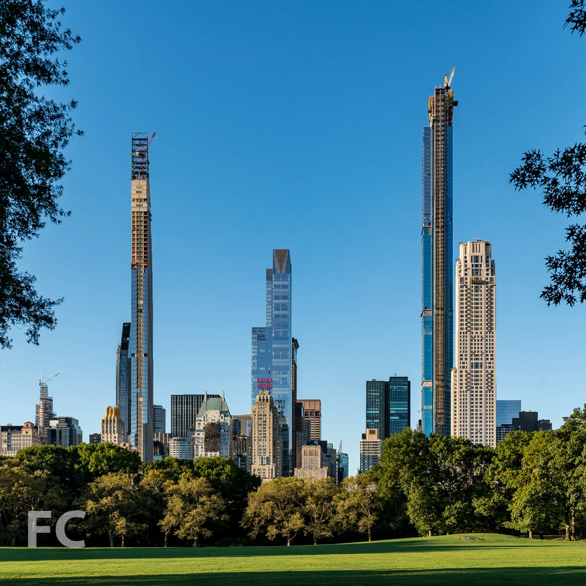 Billionaire’s Row skyline from the Sheep Meadow in Central Park.