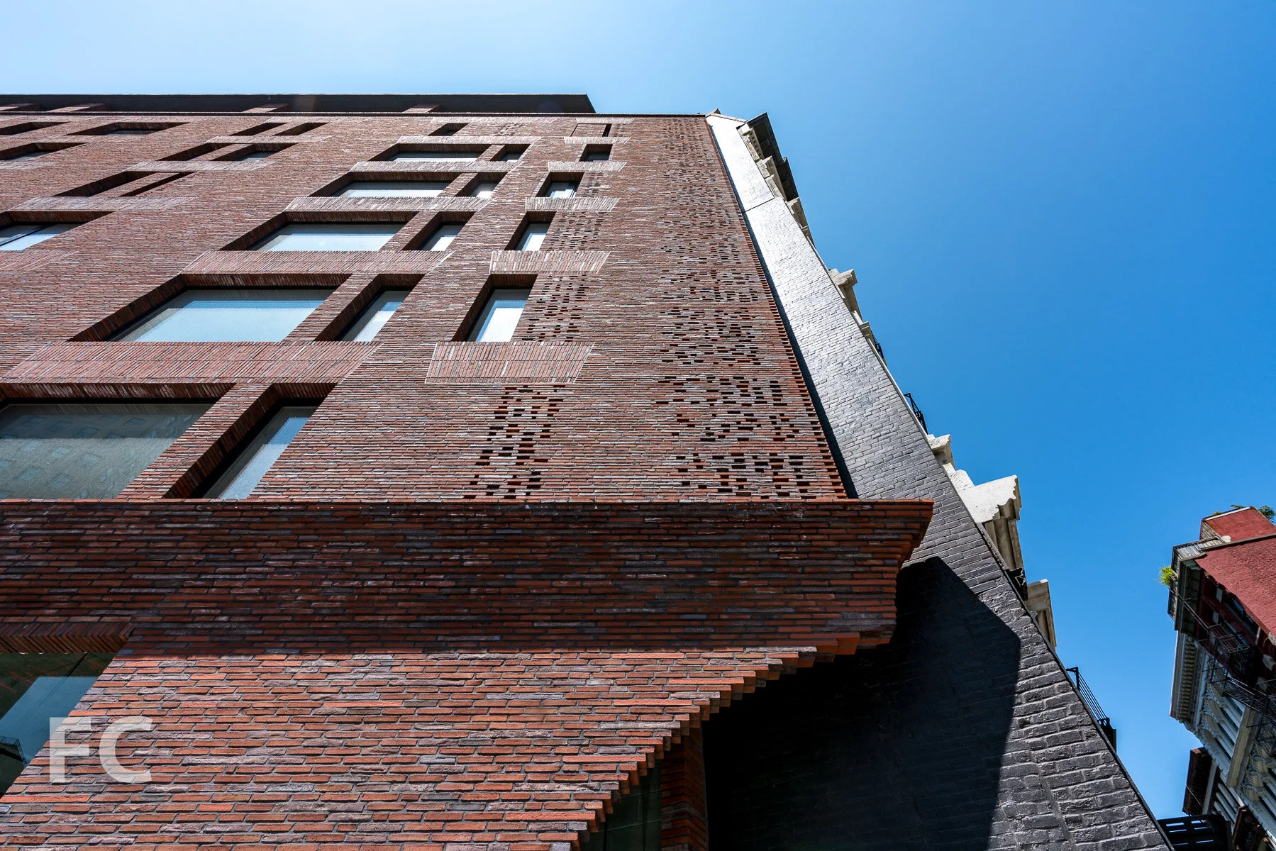 Looking up at the northeast corner.