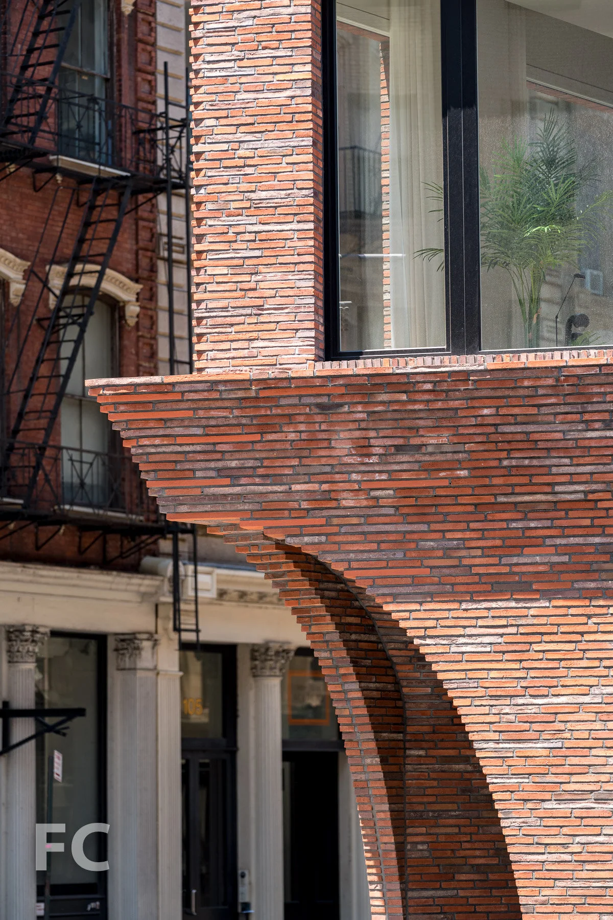 Close-up of the southeast corner.