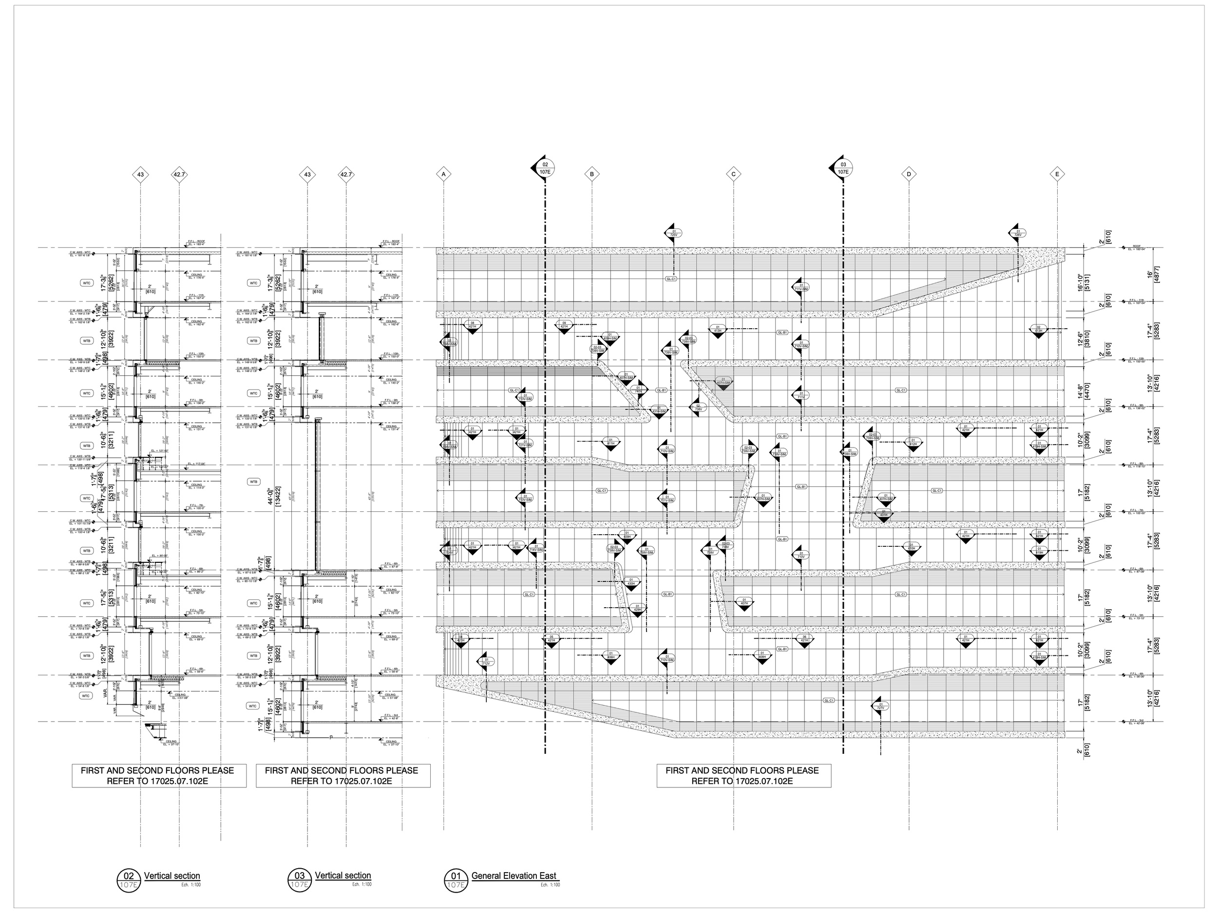 Kravis Hall east facade shop drawings.