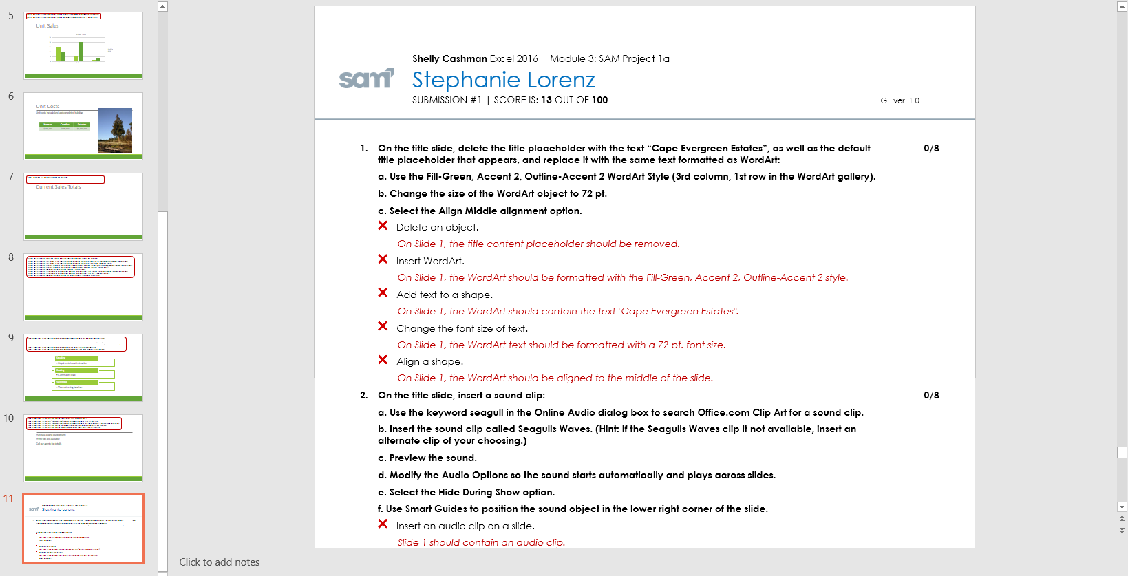 SAM 2016 Graded Student Feedback - PowerPoint