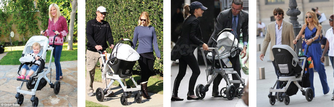 Other celebrities seen with the Orbit Baby "G2" included: Tori Spelling, January Jones, Natalie Portman, and Rachel Zoe, to name a few.