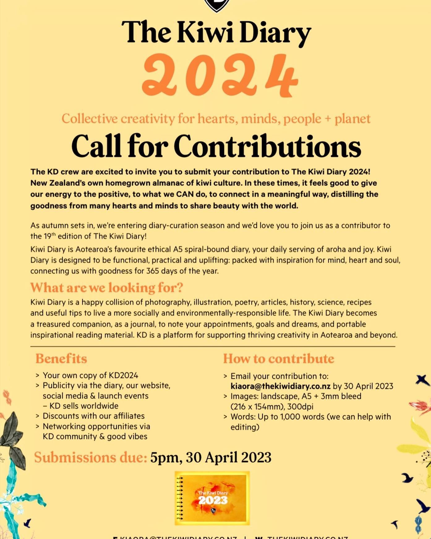 It&rsquo;s time!!!
Collective creativity is good for heart mind society and planet - kiwi diary contributors and owners have been telling us this since 2004 peops&hellip;.. 🤍✨
let&rsquo;s make goodness happen!
Call for contributions for the kiwi dia
