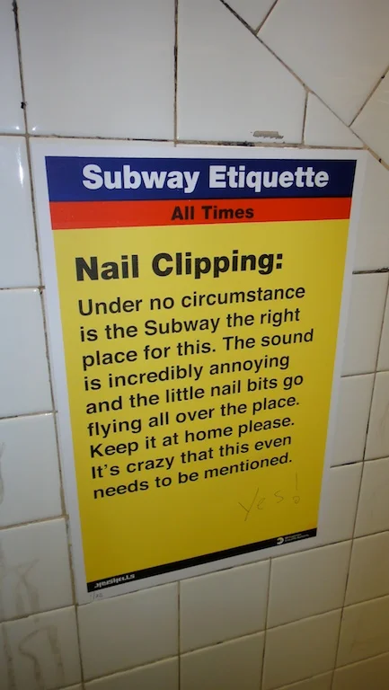 Sign in the New York City subway