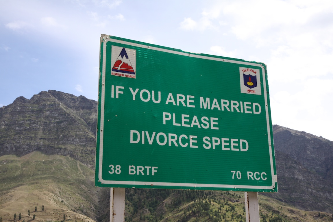Roadsign in Ladakh, India