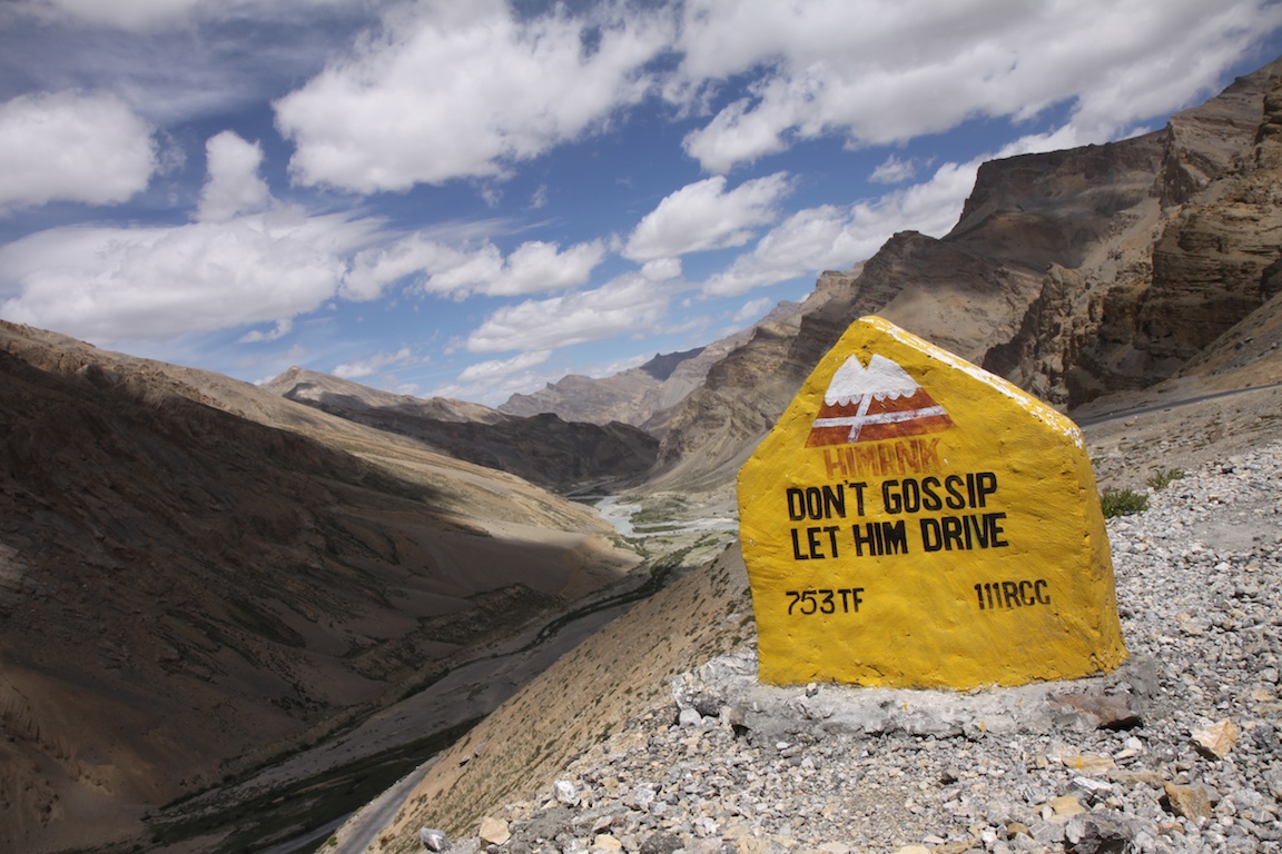 Roadsign in Ladakh, India