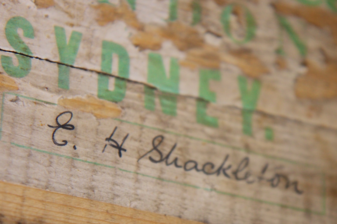 Shackleton's signature on the end of his bed at his hut at Cape Royds..jpg