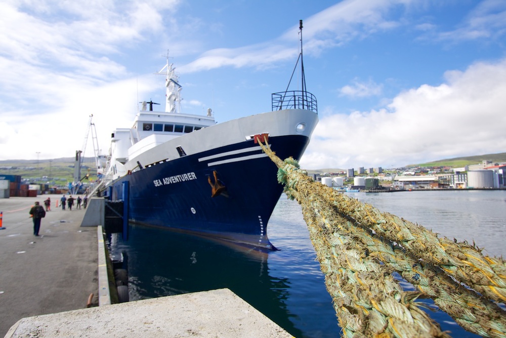 The Sea Adventurer docked in Tórshaven, Faroe Islands