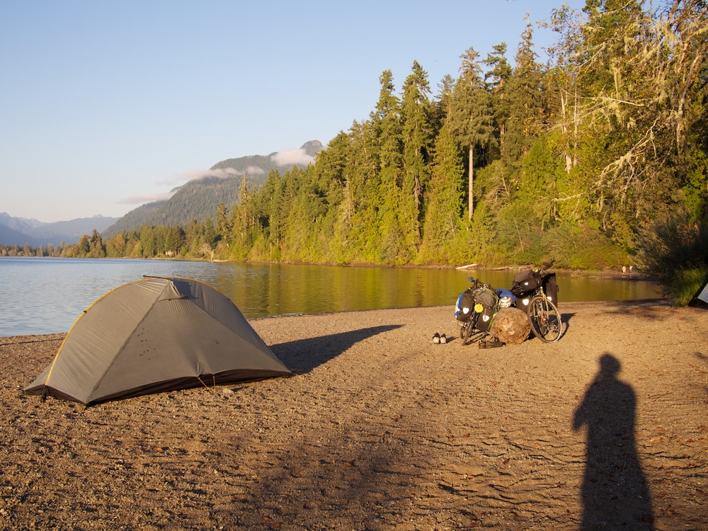Camping by lake Quinault.
