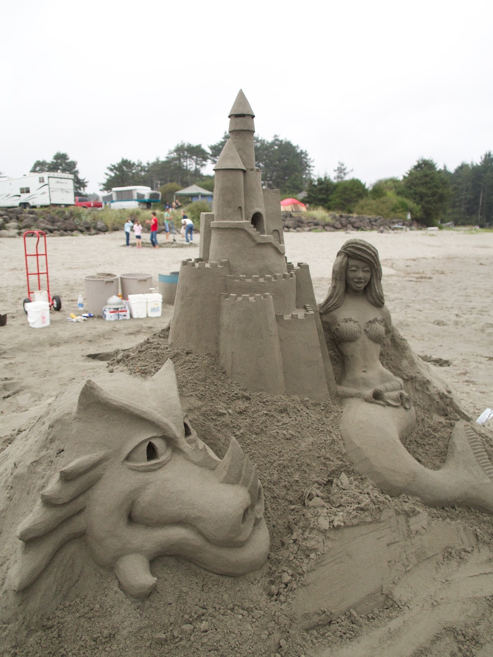 Sand sculptures at Pacific Beach.