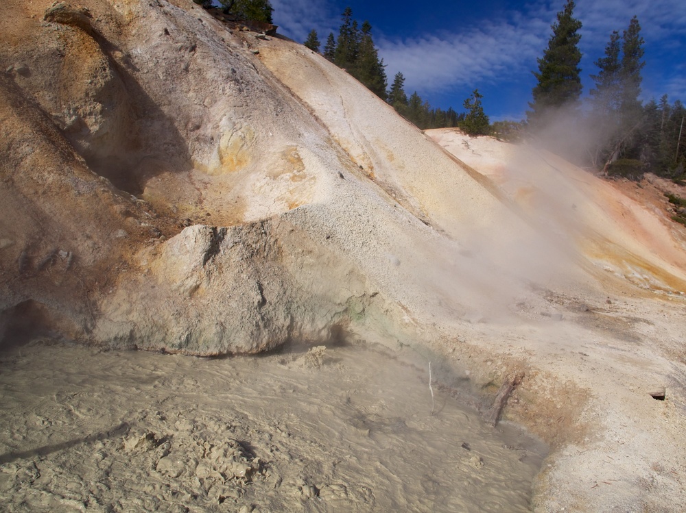 Boiling mud by the roadside.