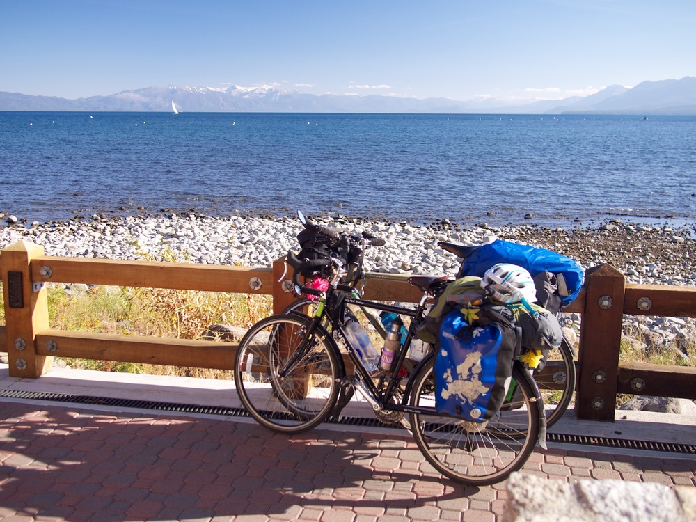 Arriving at the shores of Lake Tahoe after a long 125km ride.