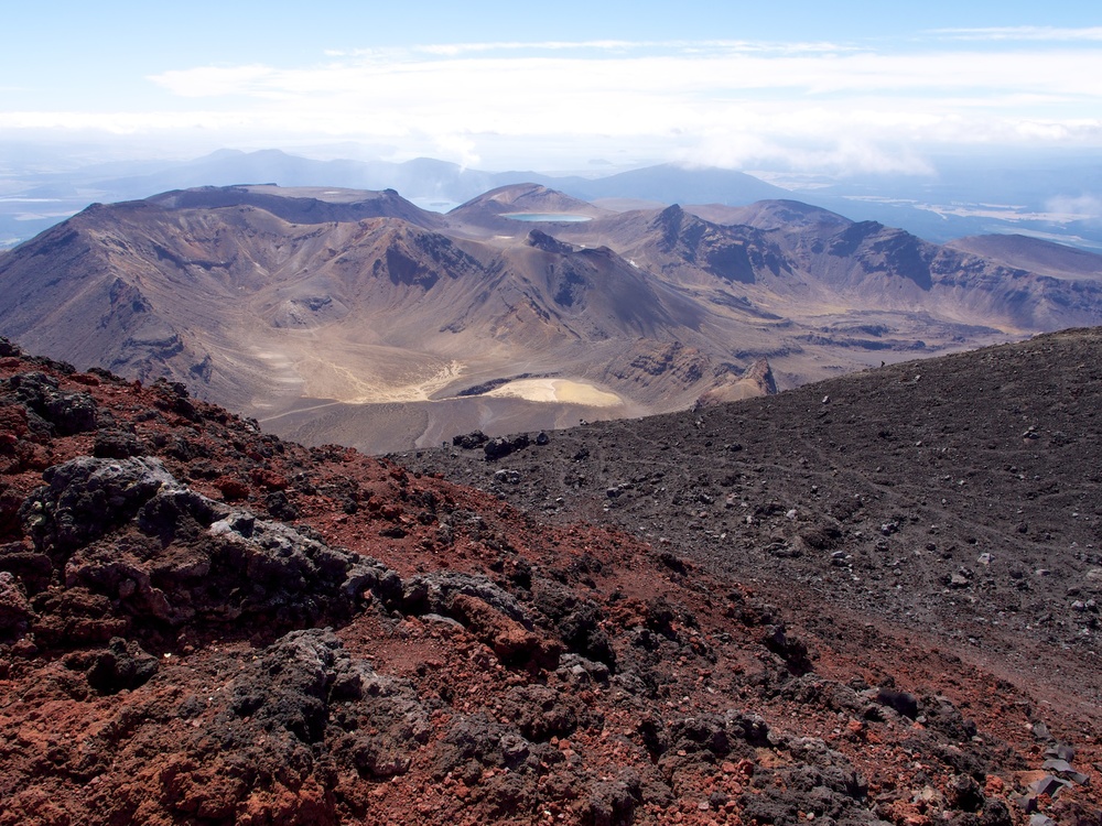 The summit of Mt. Ngauruhoe looking to Mt. Tongariro.