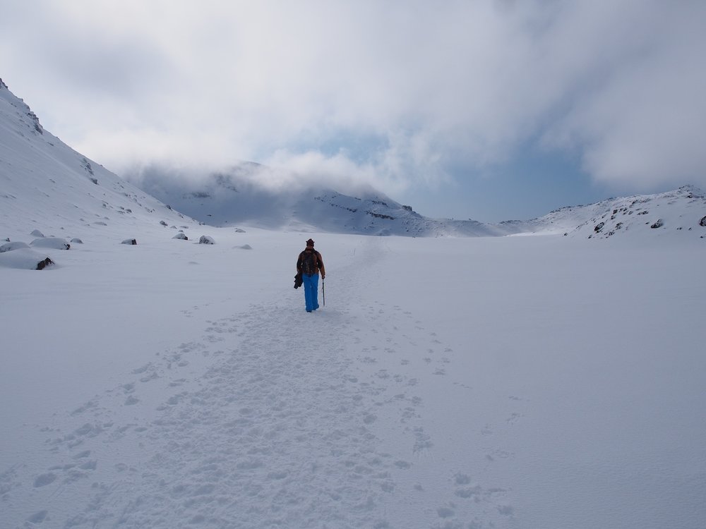 Tongariro alpine crossing in winter