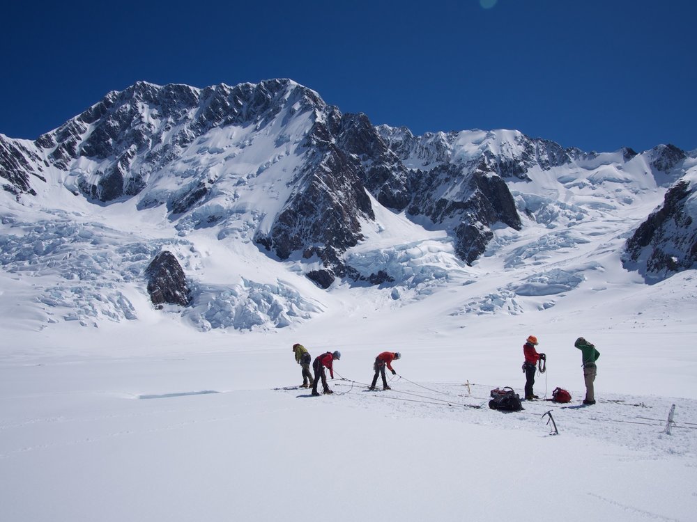 High alpine skills course, Mt Cook behind