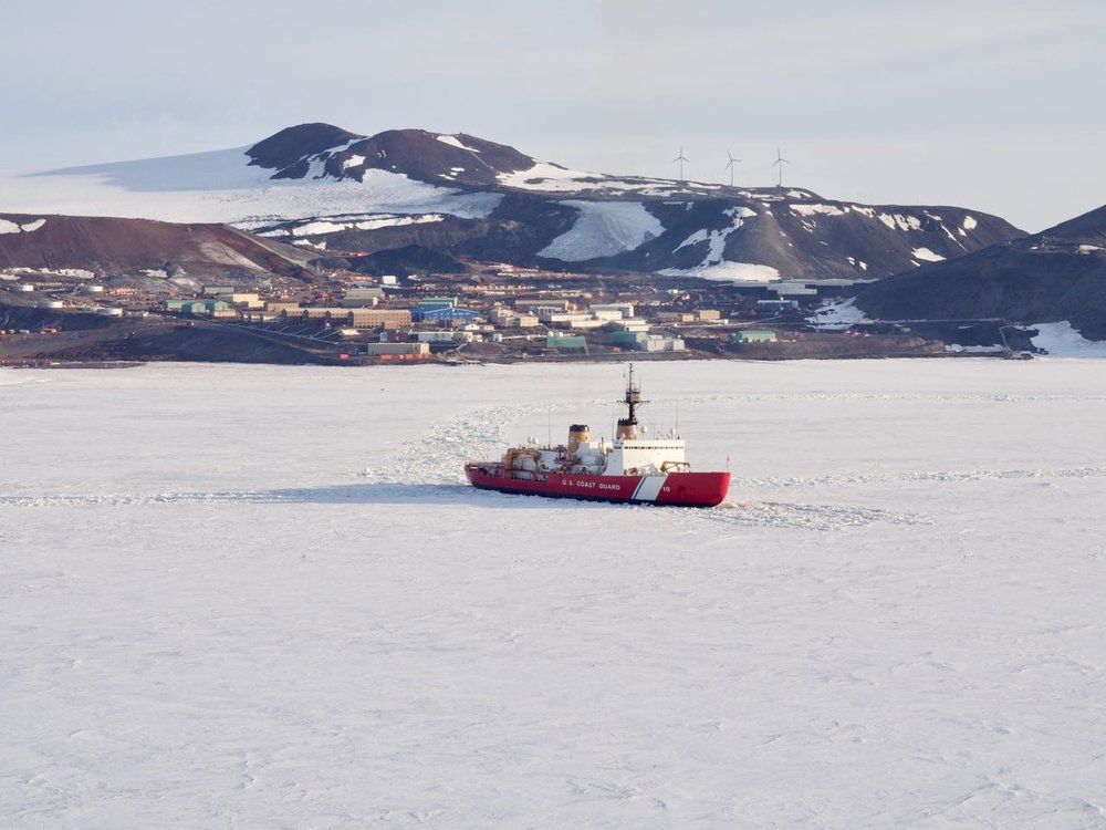 The Polar Star in front of McMurdo Station.