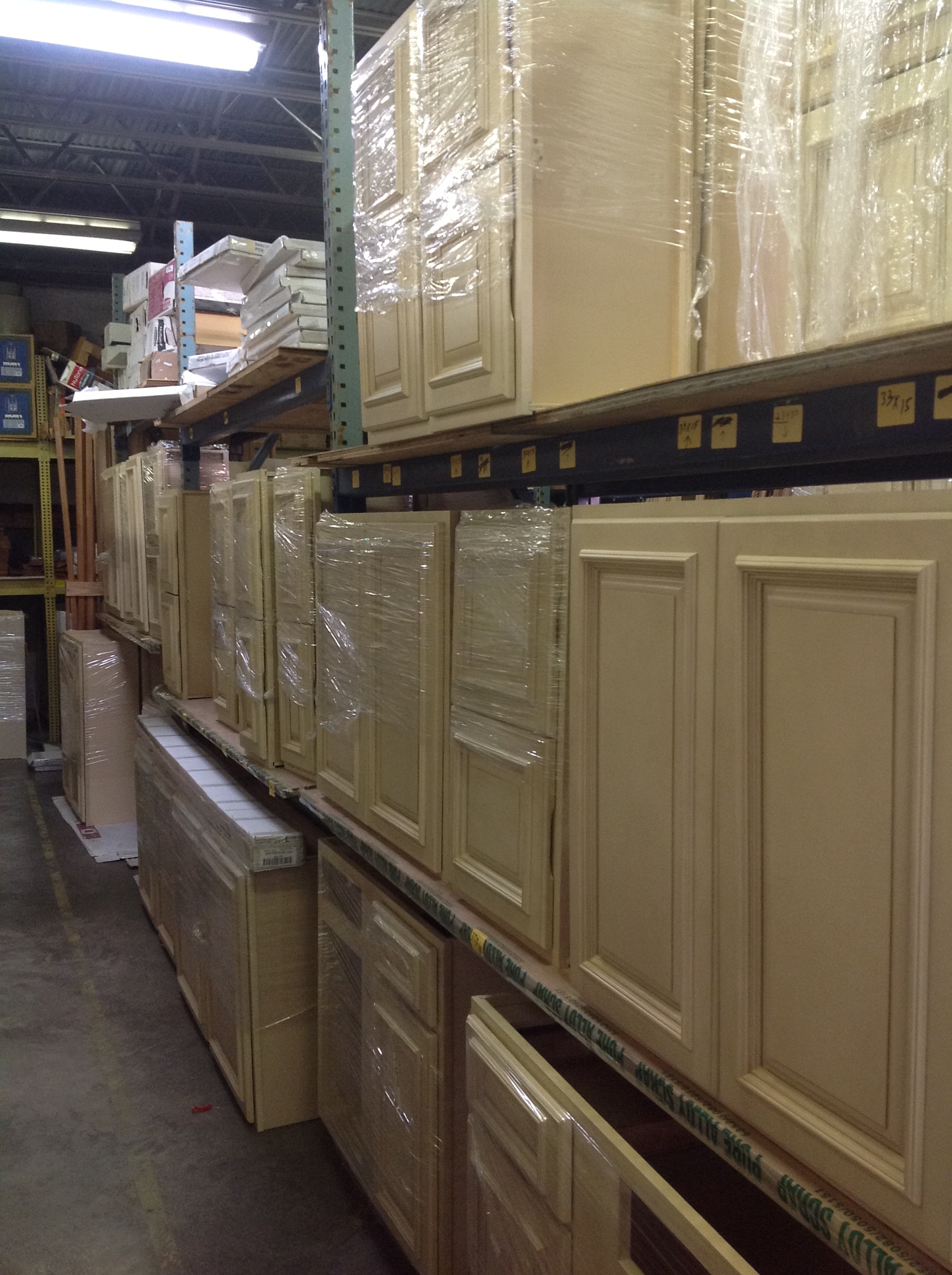 Antique White Cabinets - in stock and ready to take home today!