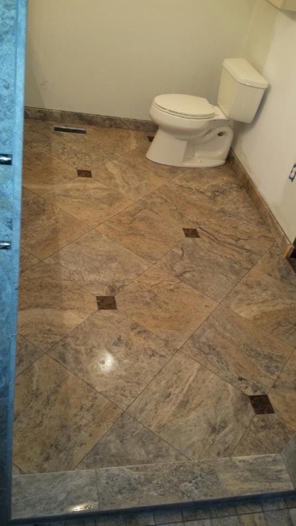 Our Silver Travertine with Installation by Master Tile