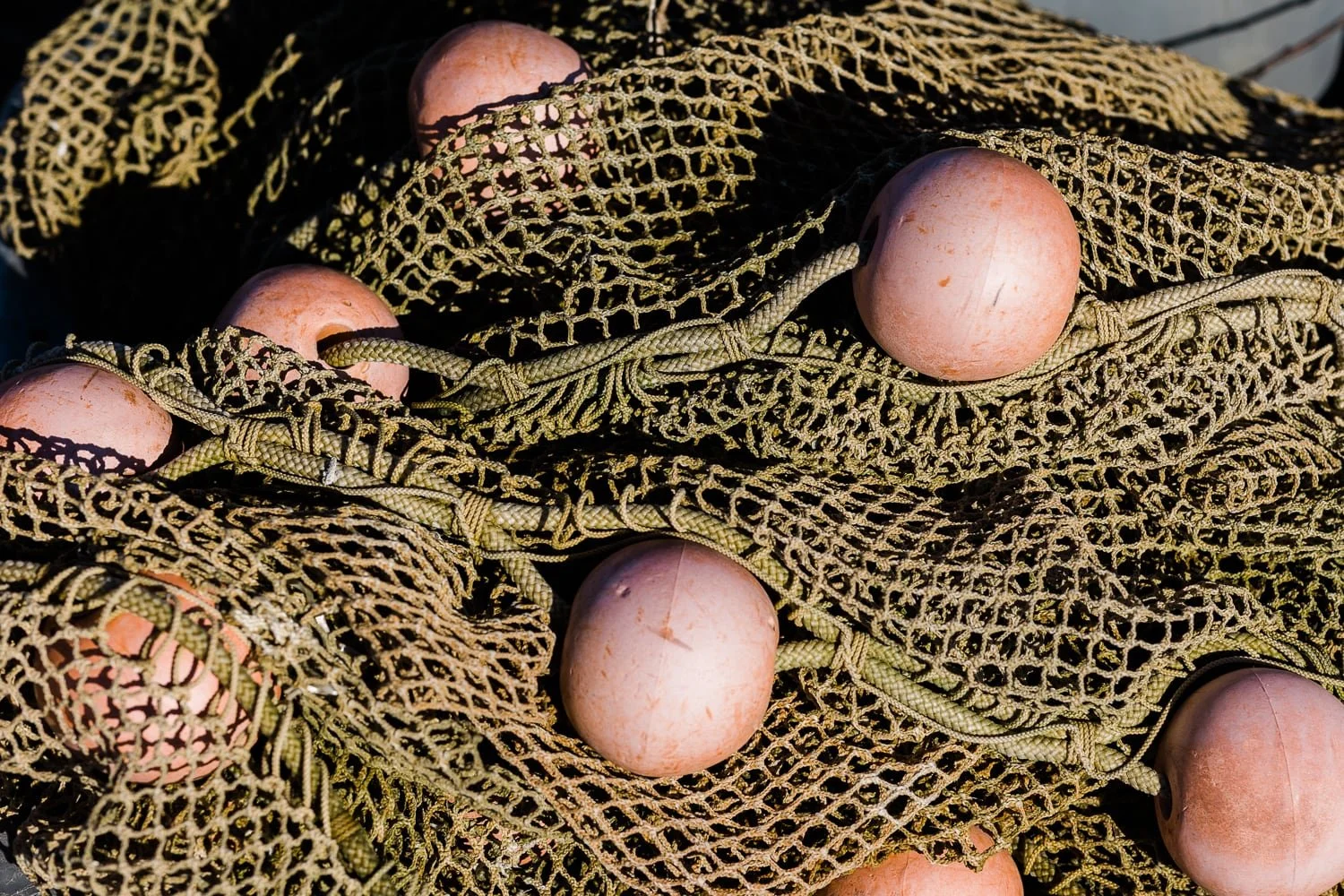 Détail de filet utilisé pour la pêche aux étangs de la Dombes