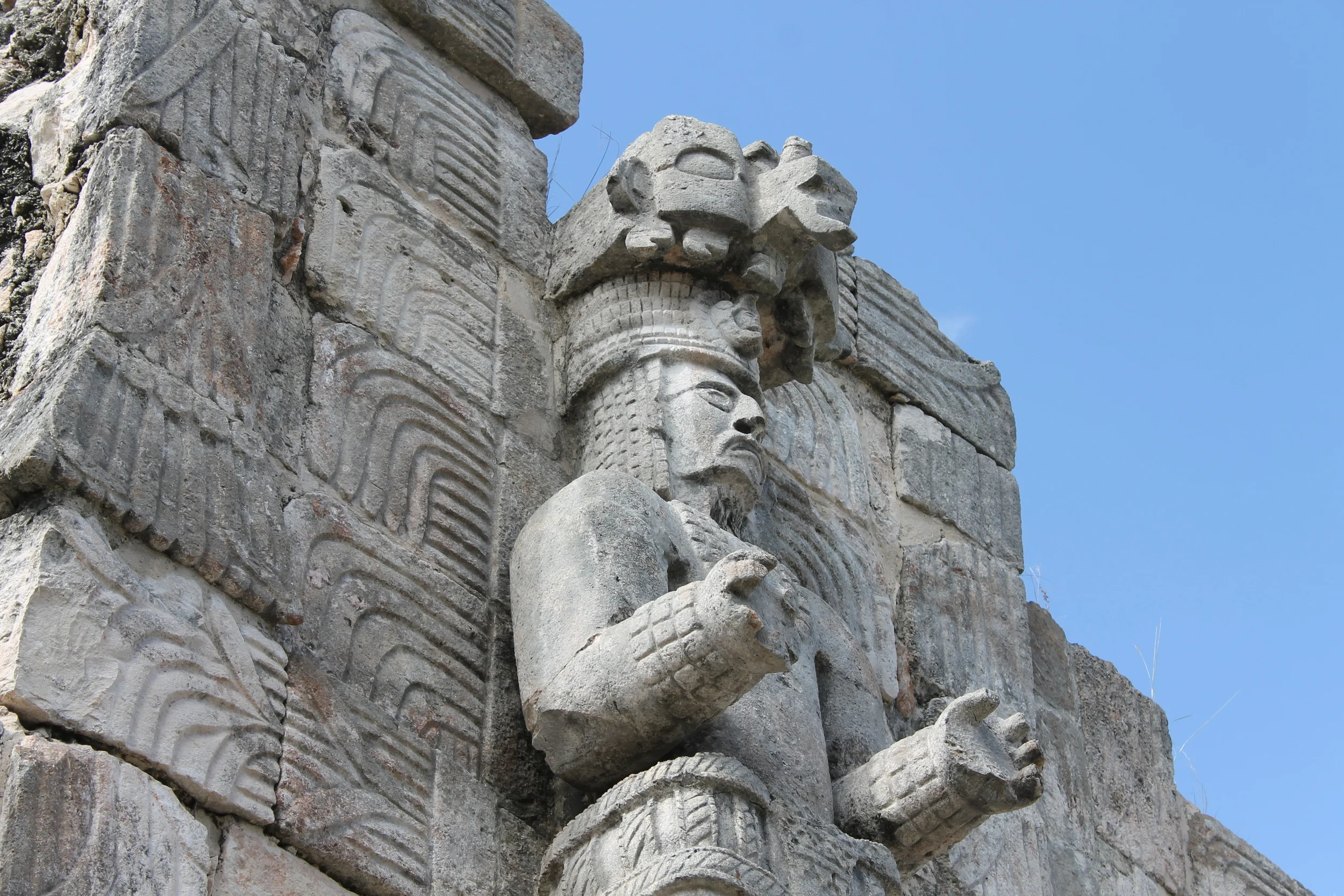 This is one of several carved figures you can see at Kabah, just down the road from Uxmal