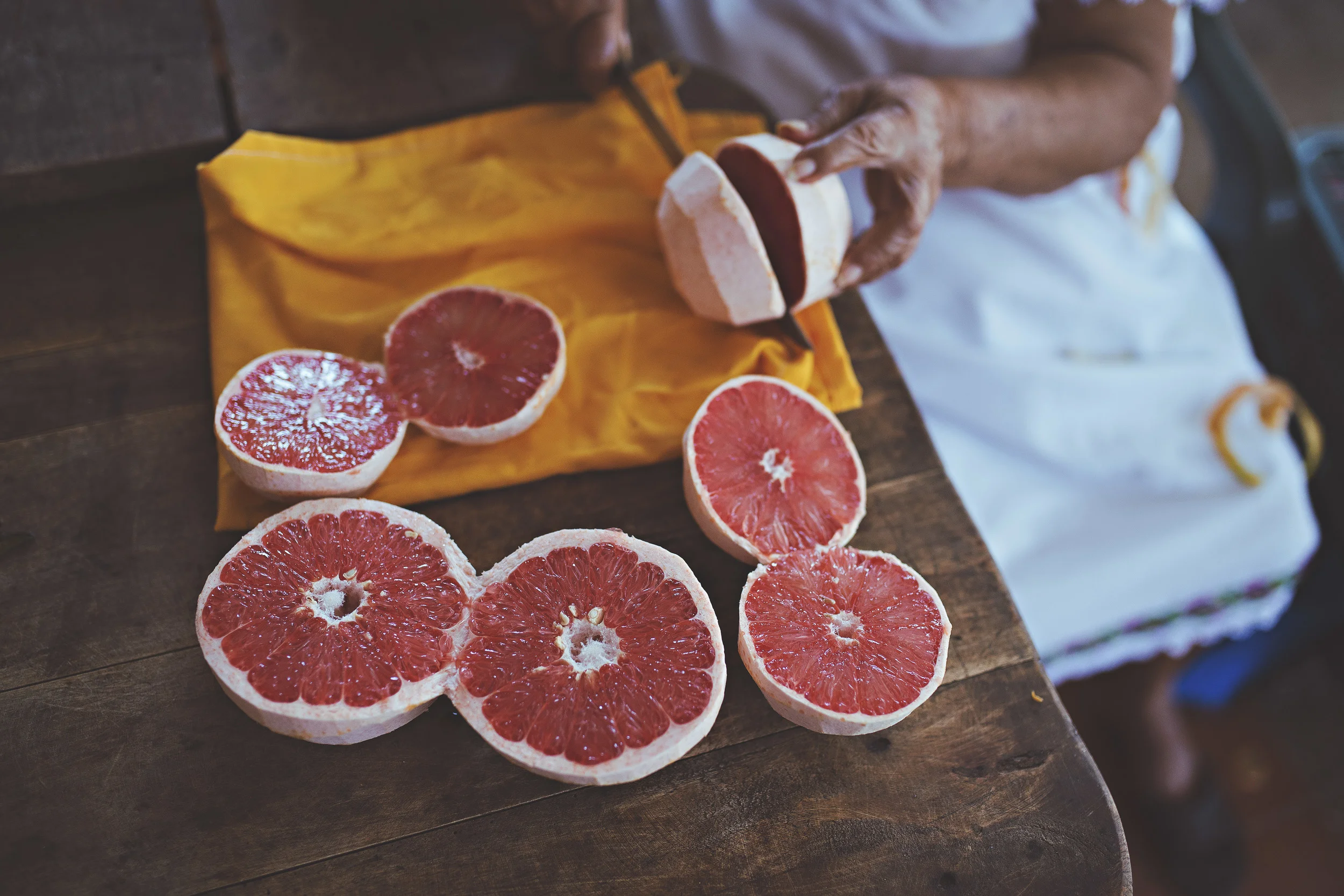 There is ALWAYS fruit. Different times of year, different fruit. Here, it was fresh, juicy grapefruit.