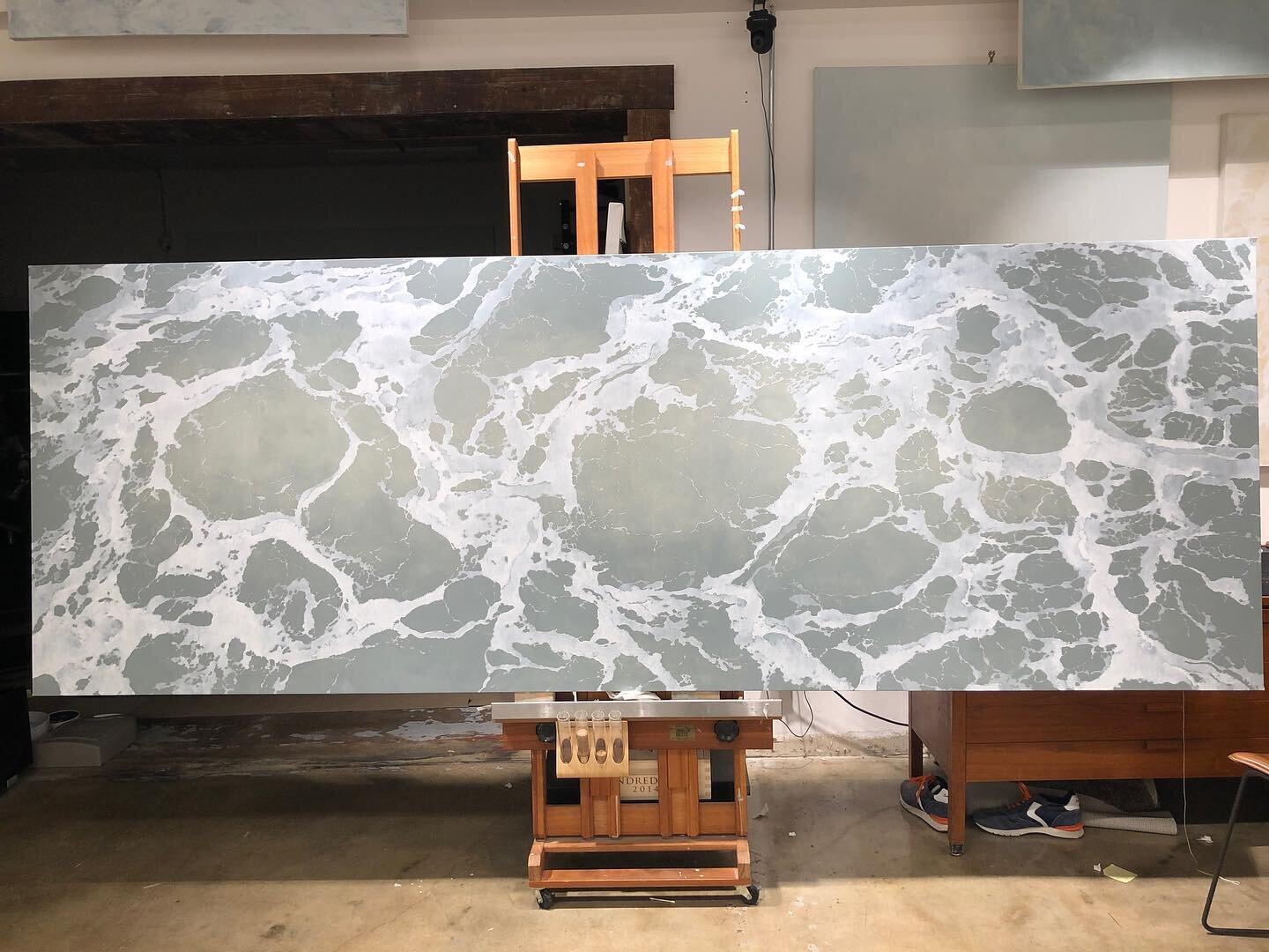 &ldquo;I think I&rsquo;m gonna need a bigger easel&rdquo;&hellip;.
At 48&rdquo; x 134&rdquo;, this commissioned seascape is one of longest canvases I&rsquo;ve ever worked on.  Just putting on the finishing touches and then it will be time to build a 