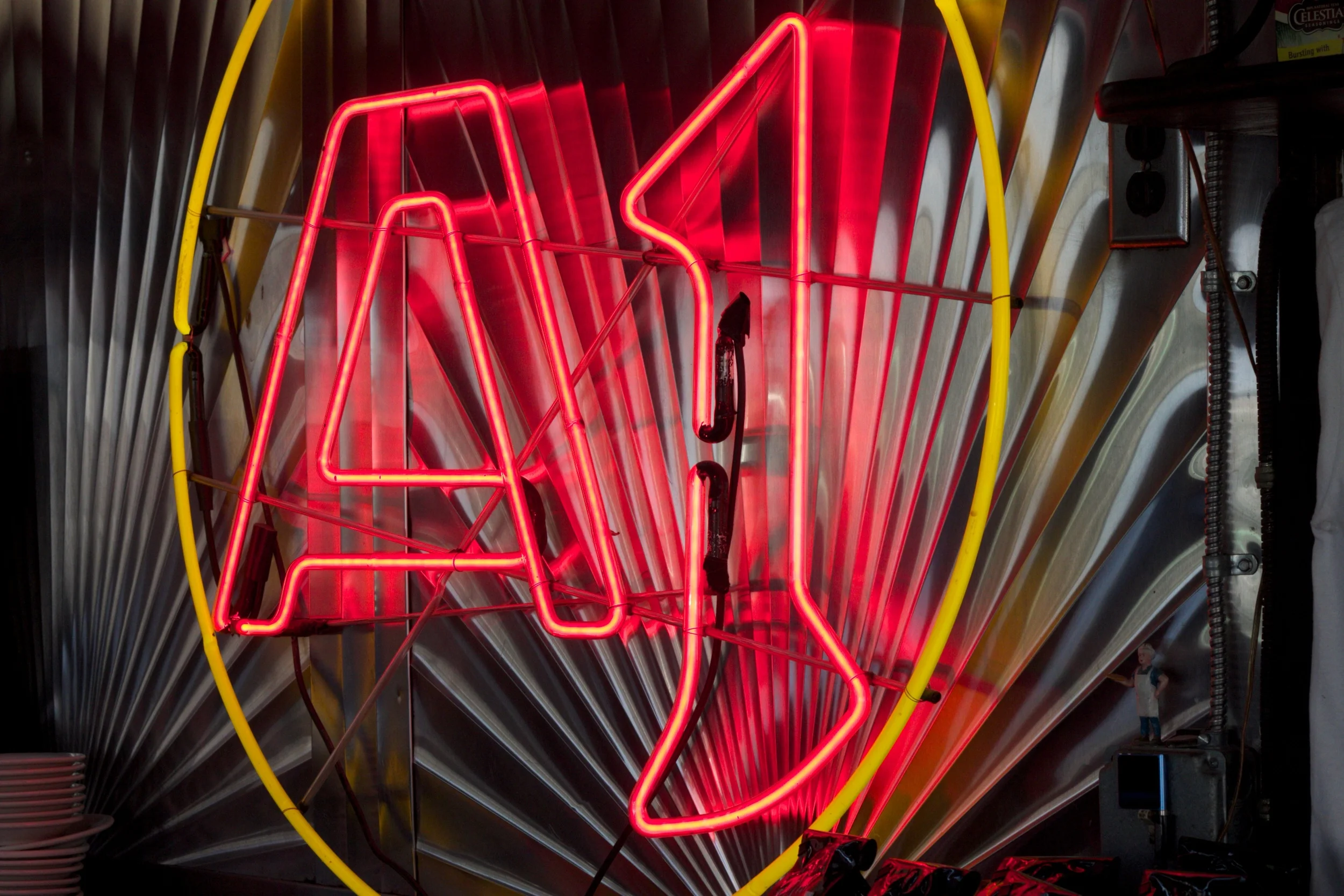 Neil Anderson , co-owner of the diner, gave the neon sign to Mike as a gift before they moved to Gardiner. It came in handy.