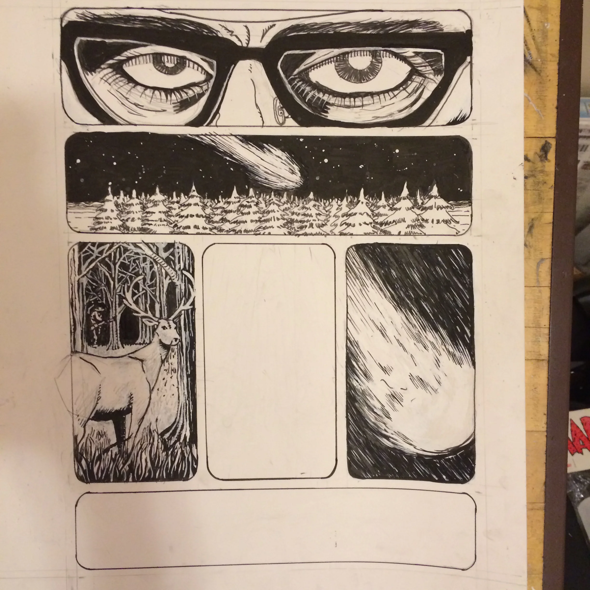 This is the second page in the same series as the image below (I don't have a title for it yet). I will often work on multiple pages, or projects, at the same time. i find that taking a break from one thing and working on another keeps me from getting stuck. I am pretty exited about it and hopefully I'll be able to finish it relatively soon. So keep your eye out!