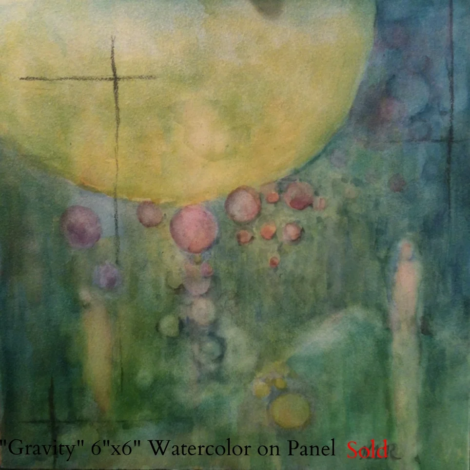 Gravity 6"x6" watercolor on panel