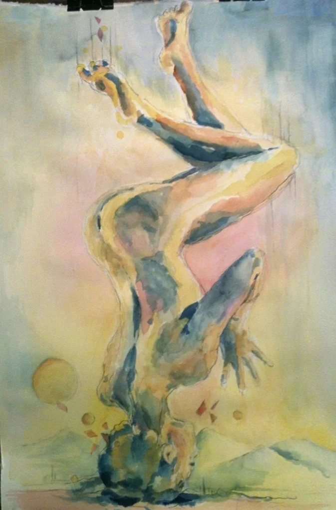 "Its Good To Be Upside Down" 24"x 18" Watercolor and Pencil on Paper sold