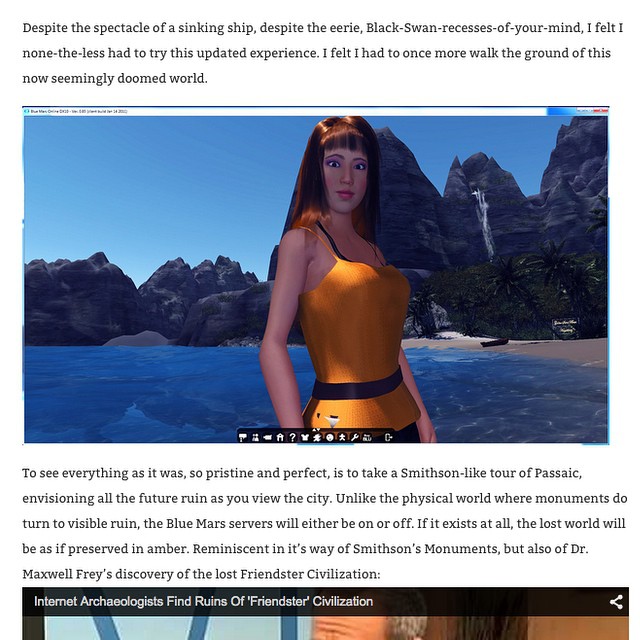 #vanessablaylock did a smithsonesque journey back through blue mars, a massive multiplayer virtual world inspired by a vision of the future when the power to #terraform whole worlds is in our grasp #passaics